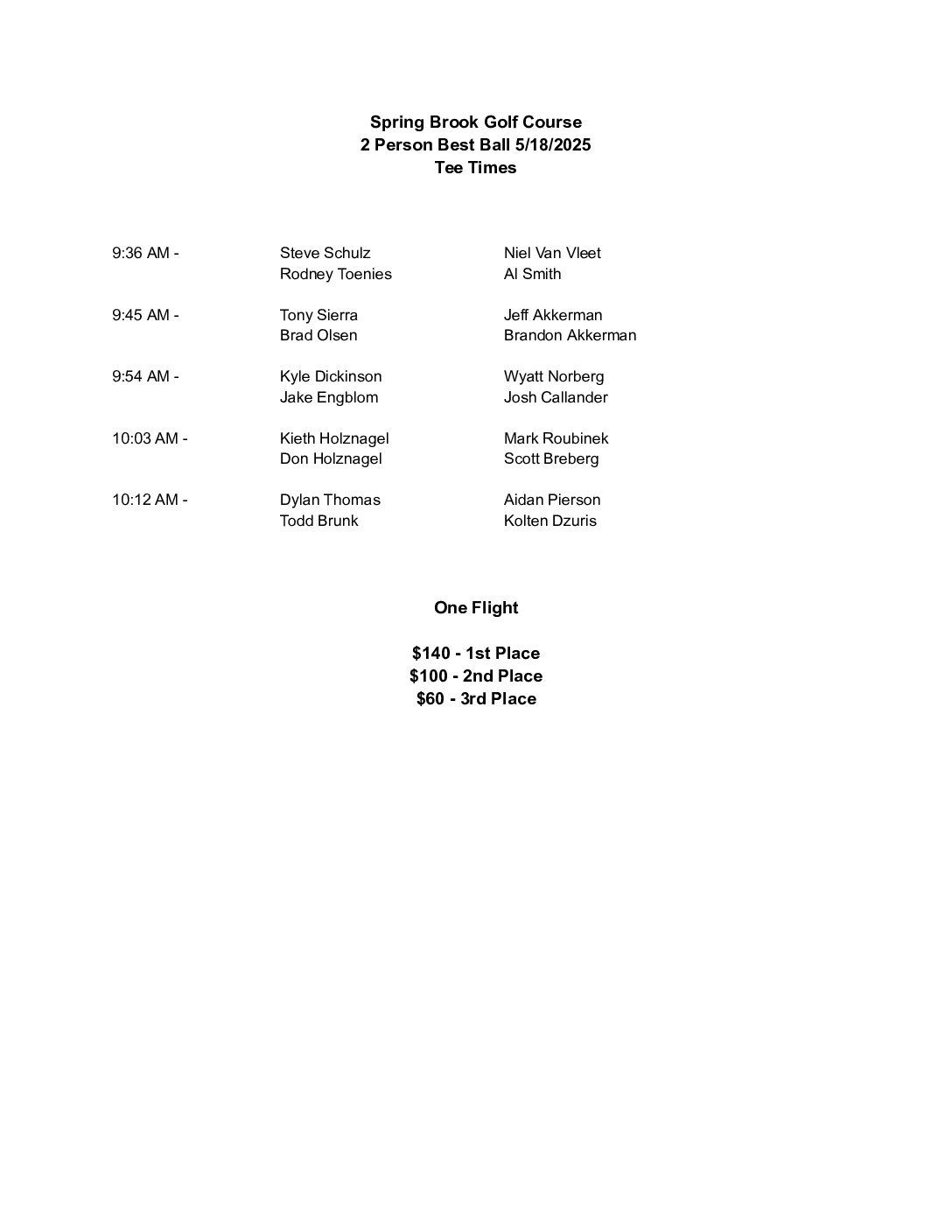 2 Person Best Ball Tee Times - Google Docs